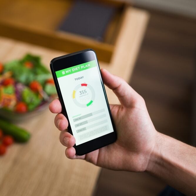 Healthy,Diet.,Male,Hands,Holding,A,Smartphone,And,Keeping,Track